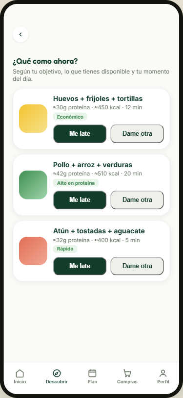 2-3 opciones con lo que ya tienes